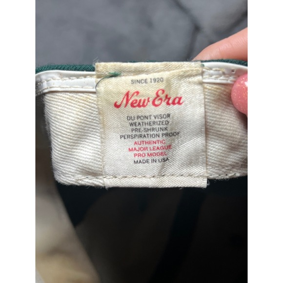 Vintage New Era‎ Green Baseball Hat Size 7 3/8, "N" Logo Wool USA Made Cap - Picture 5 of 7